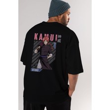 ankhisesKamui Gıntama 1 Anime Arka Baskılı Siyah Oversize T-Shirt Erkek Kadın