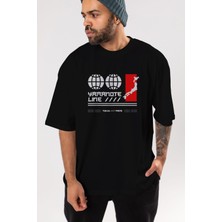 ankhisesYamanote Line Ön Baskılı Siyah Oversize T-Shirt  Erkek Kadın Bisiklet Yaka