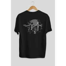 ankhises Pulp Killer Arka Baskılı Siyah Oversize T-Shirt  Erkek Kadın Bisiklet Yaka
