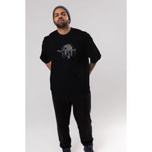 ankhisesPulp Killer Ön Baskılı Siyah Oversize T-Shirt  Erkek Kadın Bisiklet Yaka