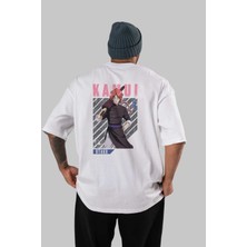 ankhises Kamui Gıntama 1 Anime Arka Baskılı Beyaz Oversize T-Shirt  Pamuk Erkek Kadın