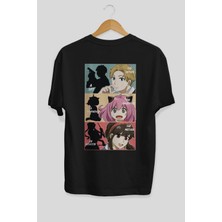 ankhises Spy x Famıly Anime Arka Baskılı Siyah Oversize T-Shirt Erkek Kadın