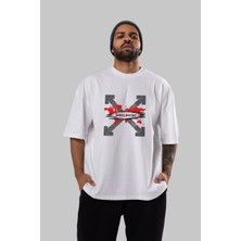 ankhisesWorldwide Style Ön Baskılı Beyaz Oversize T-Shirt  Erkek Kadın Bisiklet Yaka