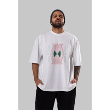 ankhises Exotic Sanctuary Ön Baskılı Beyaz Oversize T-Shirt  Erkek Kadın Bisiklet Yaka