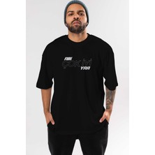 ankhises Abi Çok Iyi Ya Ön Baskılı Siyah Oversize T-Shirt Erkek Kadın Bisiklet Yaka