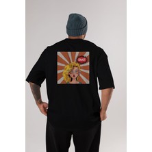ankhises Omg Yazılı Retro Arka Baskılı Siyah Oversize T-Shirt Erkek Kadın Bisiklet Yaka
