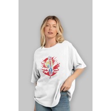 ankhisesSpiderman Ön Baskılı Beyaz Oversize T-Shirt  Erkek Kadın Bisiklet Yaka