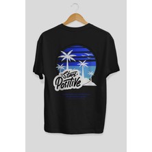 Ankhises Stay Positive Yazılı Arka Baskılı Siyah Oversize T-Shirt Erkek Kadın Bisiklet Yaka