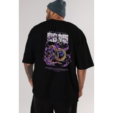 ankhises Boa Hancock Anime Arka Baskılı Siyah Oversize T-Shirt Erkek Kadın