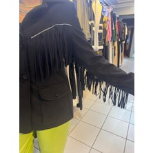 Süet Görünümlü Püsküllü Blazer Ceket