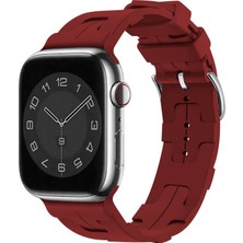 Techno Guru Apple Watch 7 41MM Kordon Silikon Yapılı Metal Tokalı KRD92