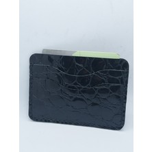 Sorte Store Deri Siyah Baskılı Rugan El Yapımı Handmade Unisex Kartlık