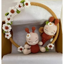Sevimli Kelebek Kapı Süsü ve Çıngırak Amigurumi Organik Oyuncak Hediye Seti