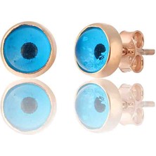 Zanaat Silver Zanaatsilver 925 Ayar Gümüş Rose Nazar Boncuğu Küpe