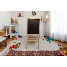 Drn Kids ve Eğitim Yazı Tahtası Çift Taraflı Ayaklı Yazı Tahtası 15 li  Renkli Tebeşir, Silgi ve Tahta Kalemi Birlikte