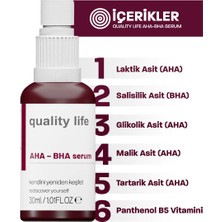 Quality Life Aha Bha Serum Canlandırıcı Cilt Tonu Eşitleyici Kırmızı Peeling Cilt Serumu %10 Aha %2 Bha Glikolik