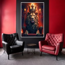 Gaagart Metal Çerçeveli Temperli Cam Tablo Imparator Aslan