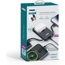 Phixi Small Magsafe 15W + Pd 22.w Güç 2x Kendinden Kablolu Tasınabilir Sarj Cihazı Powerbank 10.000MAH