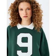 Koton Polo Yaka Oversize Kolej Baskılı Sweatshirt