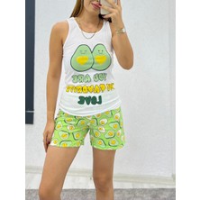 Şortlu Askılı Pijama Takımı Avakado - S-M