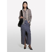 Sisley Gömlek Yaka Gri Kadın Gömlek 5YBMLQ07F