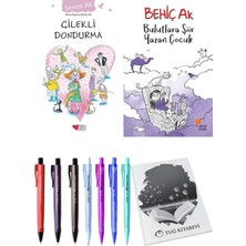 Bulutlara Şiir Yazan Çocuk ve Çilekli Dondurma 2li Set