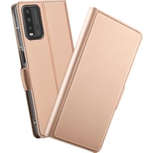 4U Sky Xiaomi Redmi 9t -Altın Için Pu Deri Otomatik Emilmiş Telefon Kılıfı (Yurt Dışından)