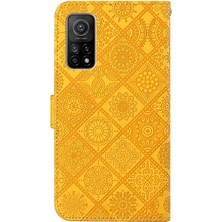 4U Sky Baskılı Çiçek Cüzdan Deri Mıknatıs Toka Kılıfı Xiaomi Mi 10T 5G/10T Pro 5g-Sarı Için Kayışlı (Yurt Dışından)