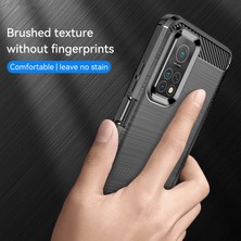 4U Sky 1.8mm Düşmeye Dayanıklı Karbon Fiber Fırçalanmış Doku Tpu Case Arka Cep Telefonu Kapağı Xiaomi Mi 10T 5G/10T Pro 5g-Siyah (Yurt Dışından)