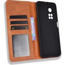 4U Sky Xiaomi Redmi K30S-BROWN Için Otomatik Emmeli Retro Deri Kılıf Kapağı (Yurt Dışından)