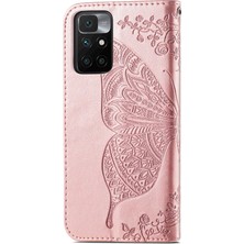 4U Sky Baskı Çiçek Deri Telefon Cüzdan Kılıf Xiaomi Redmi 10 2022 4g-Rose Gold Için Kapak Çevirin (Yurt Dışından)