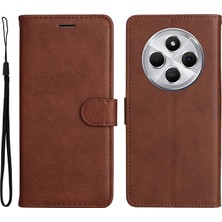 4U Sky Leather Seriesfor Xiaomi Redmi 14C 4g Kılıf Düz Renk Deri Telefon Kapağı Cüzdan Standı-Kahverengi (Yurt Dışından)