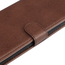 4U Sky Leather Seriesfor Xiaomi Redmi 14C 4g Kılıf Düz Renk Deri Telefon Kapağı Cüzdan Standı-Kahverengi (Yurt Dışından)