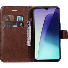 4U Sky Leather Seriesfor Xiaomi Redmi 14C 4g Kılıf Düz Renk Deri Telefon Kapağı Cüzdan Standı-Kahverengi (Yurt Dışından)