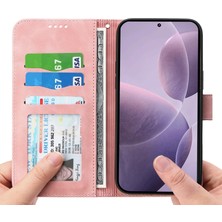 4U Sky Xiaomi Poco F6 Pro 5g Cüzdan Telefon Kılıfı Deri Kapak Hatları Baskılı-Pembe (Yurt Dışından)