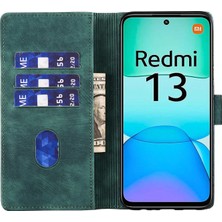 4U Sky Xiaomi Redmi 13 4g/13 5g Kılıf Kalp Kedi Katlanır Stand Pu Deri Telefon Kapağı-Yeşil (Yurt Dışından)