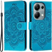 4U Sky Xiaomi Poco M6 Pro 4g Kılıf Için Pu Deri Mandala Baskılı Tasarım Cüzdan Telefon Kapağı-Mavi (Yurt Dışından)