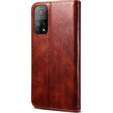 4U Sky Xiaomi Mi 10T Pro 5g/mi 10T 5g-Kahve Için Waxy Crazy Horse Texture Tpu+Pu Deri Kılıf (Yurt Dışından)