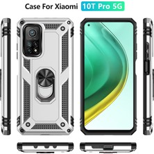 4U Sky Zırh Anti-Düşme Hibrit Pc + Tpu Kabuk Için Xiaomi Mi 10T Pro 5g/mi 10T 5g Kickstand Telefon Kapağı-Gümüş (Yurt Dışından)