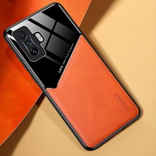 4U Sky Xiaomi Redmi K50 Oyun Dokulu Deri Kaplamalı Yumuşak Tpu + Sert Pc Hibrit Koruyucu Kılıf, Hassas Kesikler, Destek Manyetik Araç Montajı-Turuncu (Yurt Dışından)