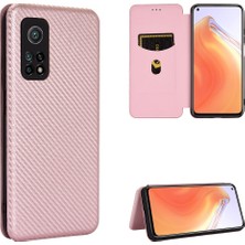 4U Sky Xiaomi Mi 10T 5G/10T Pro 5g Shell-Gül Altın Için Karbon Fiber Dokulu Otomatik Emilmiş Deri Kılıf (Yurt Dışından)