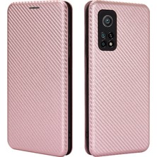 4U Sky Xiaomi Mi 10T 5G/10T Pro 5g Shell-Gül Altın Için Karbon Fiber Dokulu Otomatik Emilmiş Deri Kılıf (Yurt Dışından)