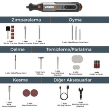 Worx WX106 8VOLT Kalem Tipi Devir Ayarlı Profesyonel Gravür Makinesi + 21 Parça Aksesuar