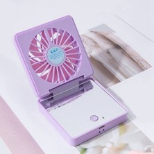 Mirror32 2 Hızlı Taşınabilir Mini Fan Kompakt Ayna Katlanır Uygun USB Şarj Edilebilir Güzellik Hava Soğutma Fanı, Pembe (Yurt Dışından)