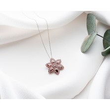 Silver Garden 925 Ayar Gümüş Rose Kaplama Ruby Damla Lotus Kolye