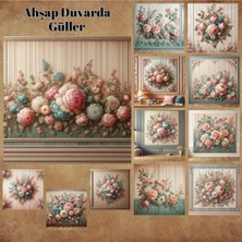 Pink Swan Craft Ahşap Duvarda Güller Vintage 12 Adet Scrapbook Bullet Journal Mat Planlayıcı Sticker Etiket Seti