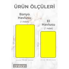 Pamuk 2'li Sarı Havlu Seti - 1 Adet El Havlusu ve 1 Adet Banyo Havlusu