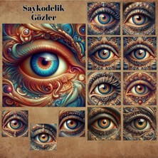 Pink Swan Craft Saykodelik Gözler Vintage 12 Adet Scrapbook Bullet Journal Mat Planlayıcı Sticker Etiket Seti