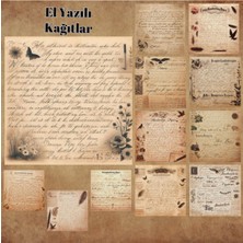 Pink Swan Craft El Yazılı Kağıtlar Vintage 12 Adet Scrapbook Bullet Journal Mat Planlayıcı Sticker Etiket Seti