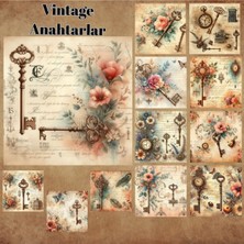 Pink Swan Craft Anahtarlar Vintage 12 Adet Scrapbook Bullet Journal Mat Planlayıcı Sticker Etiket Seti